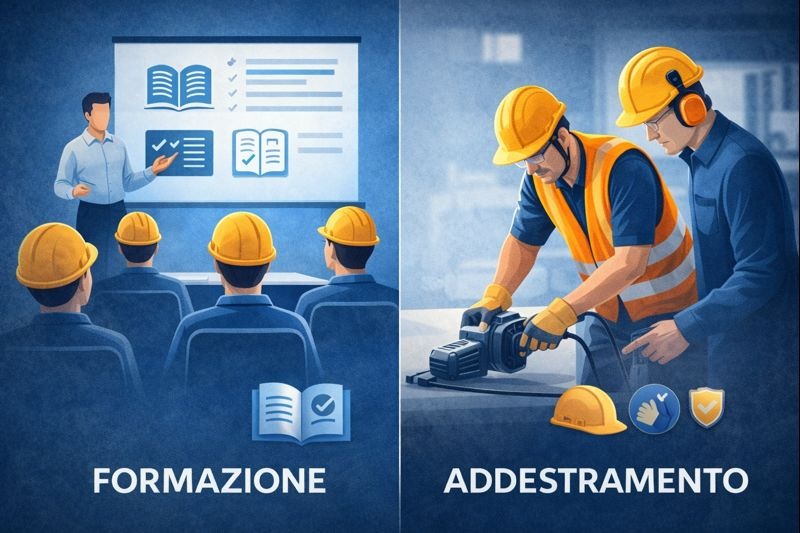 Formazione e addestramento nella sicurezza sul lavoro: formazione teorica in aula e addestramento pratico operativo sull’uso delle attrezzature, obblighi del D.Lgs. 81/2008.