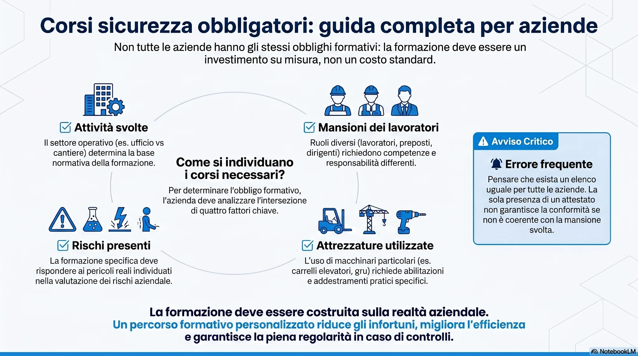 Corsi sicurezza obbligatori per aziende e criteri per individuare la formazione necessaria