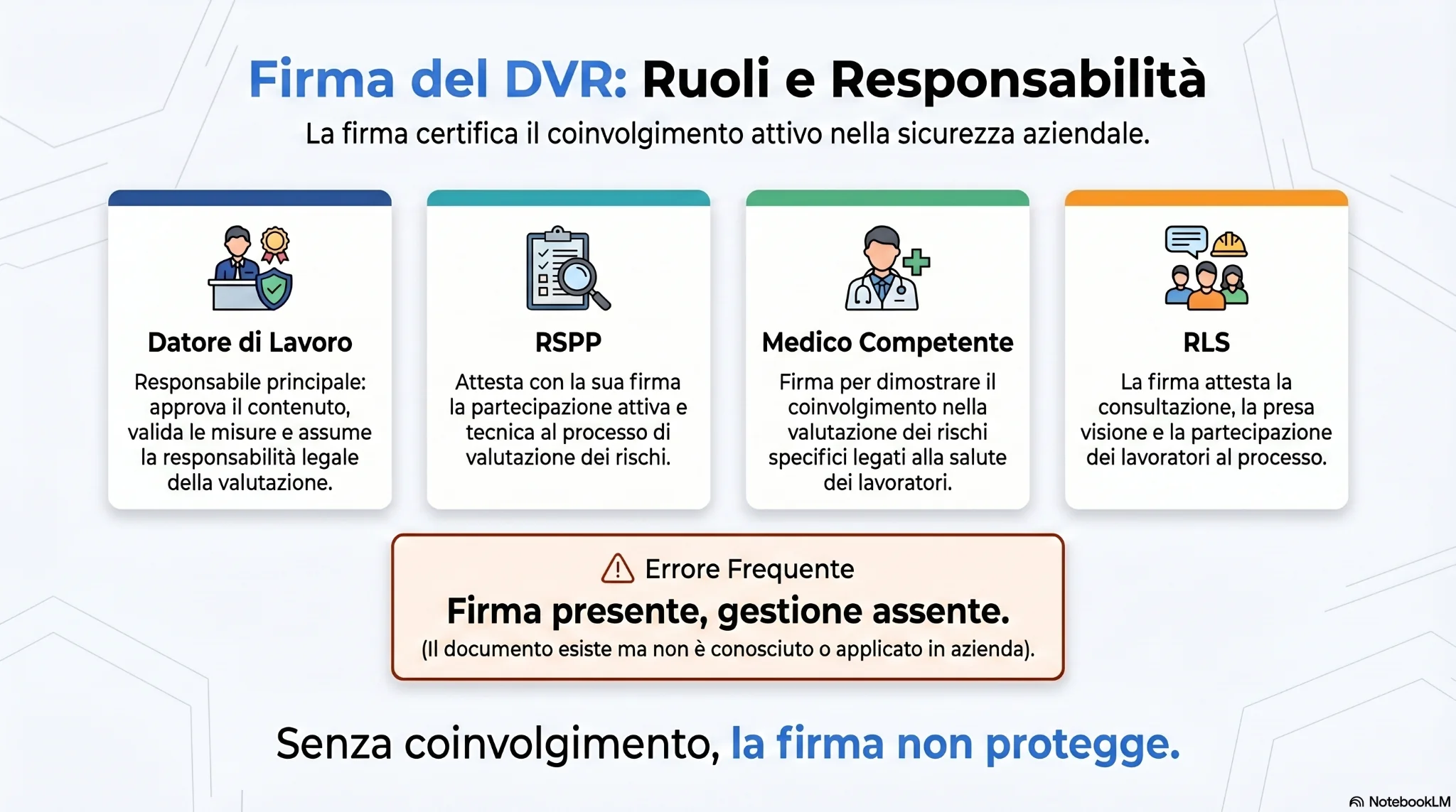 Chi deve firmare il DVR e responsabilità di Datore di Lavoro, RSPP, Medico Competente e RLS